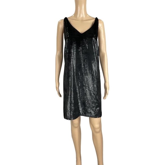 J.BRAND BLACK VELVET MINI SLIP DRESS - Picture 1 of 6